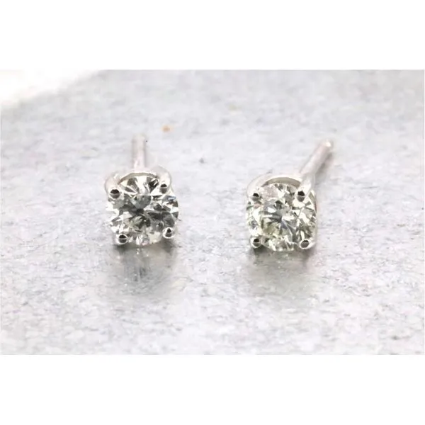 14KW 1/3 CT TWT Diamond Round Brilliant Solitaire Earrings Puckett's Fine Jewelry Benton, KY