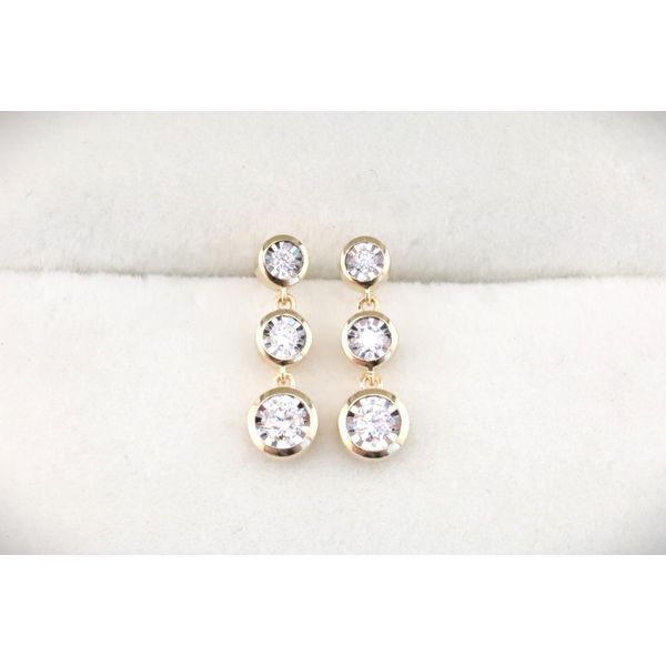 14K Yellow Gold Miracle Set Diamond Trio Dangle Earrings Puckett's Fine Jewelry Benton, KY