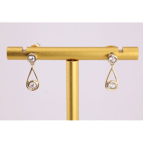 14K Yellow & White Gold Teardrop Diamond Earrings with Miracle Plate Puckett's Fine Jewelry Benton, KY