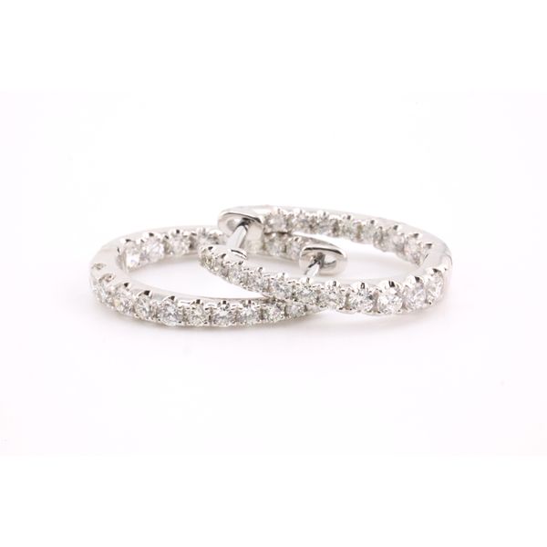 14K White Gold Inside-Out Diamond Oval Hoop Earrings Puckett's Fine Jewelry Benton, KY
