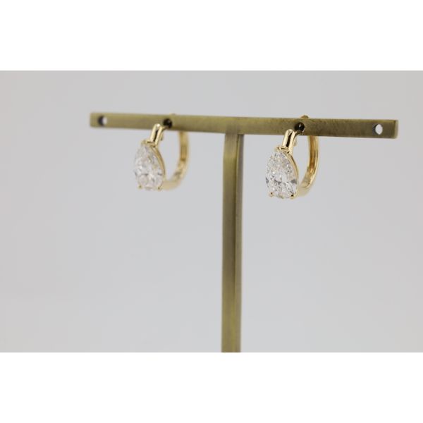 14K Yellow Gold Lab-Grown Diamond Pear Hoop Earrings – 2.10ctw Image 2 Puckett's Fine Jewelry Benton, KY