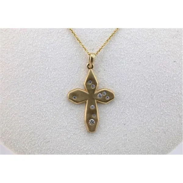 14K Yellow Gold Diamond Cross Pendant Image 2 Puckett's Fine Jewelry Benton, KY