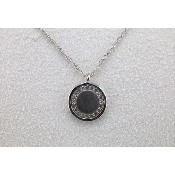 10K White Gold Diamond Brushed Disk Pendant Image 2 Puckett's Fine Jewelry Benton, KY
