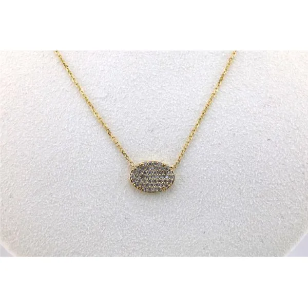 14K Yellow Gold Oval Diamond Cluster Necklace Image 2 Puckett's Fine Jewelry Benton, KY