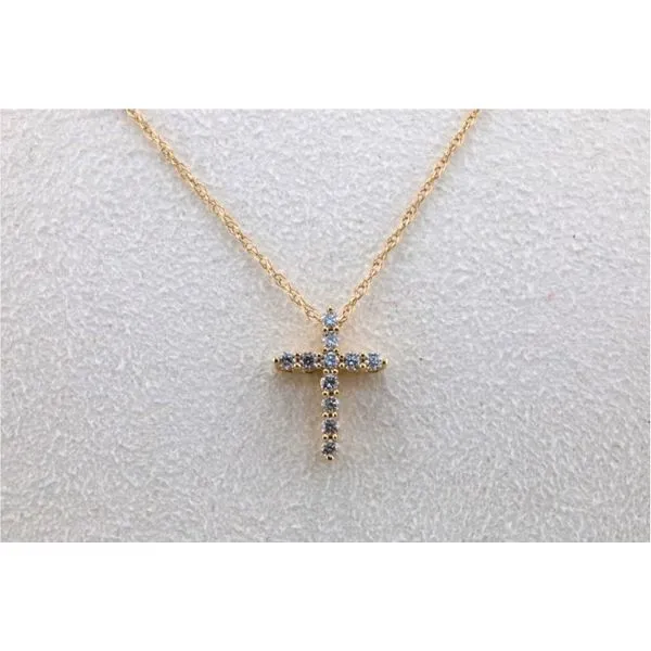 14K Yellow Gold Diamond Cross Pendant with 11 Round Natural Diamonds Image 2 Puckett's Fine Jewelry Benton, KY