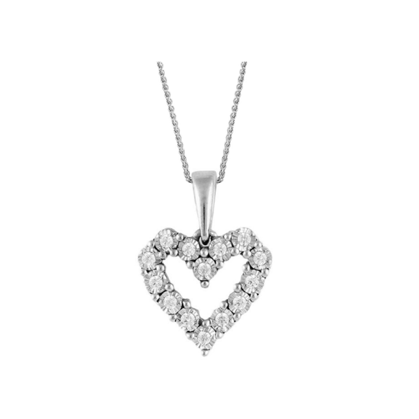 Sterling Silver Diamond Heart Pendant Necklace Puckett's Fine Jewelry Benton, KY