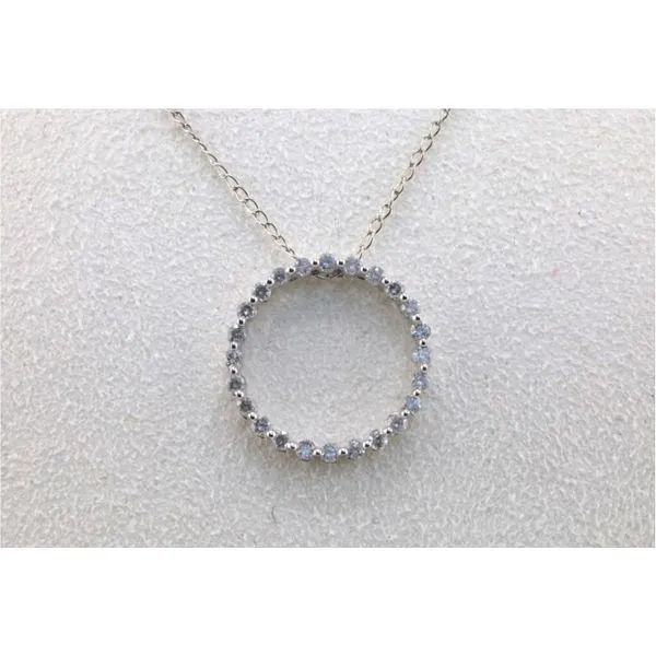 14K White Gold Circle Diamond Necklace Image 2 Puckett's Fine Jewelry Benton, KY