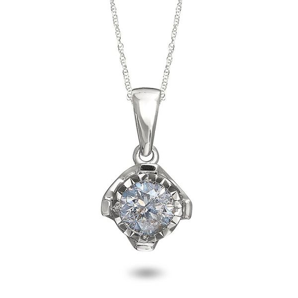 14K White Gold Diamond Solitaire Pendant Necklace Puckett's Fine Jewelry Benton, KY
