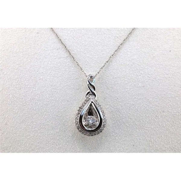 10K White Gold Dancing Diamond Teardrop Pendant Necklace Image 2 Puckett's Fine Jewelry Benton, KY