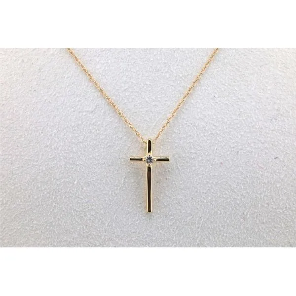 14K Yellow Gold Diamond Cross Pendant Image 2 Puckett's Fine Jewelry Benton, KY