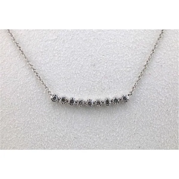 14K White Gold Diamond Curved Bar Necklace Image 2 Puckett's Fine Jewelry Benton, KY
