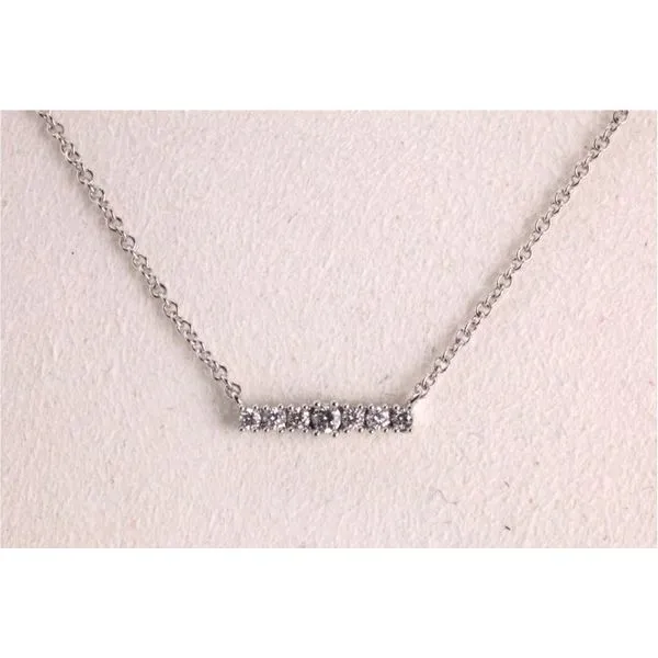 14K White Gold 7-Diamond Bar Necklace Image 2 Puckett's Fine Jewelry Benton, KY