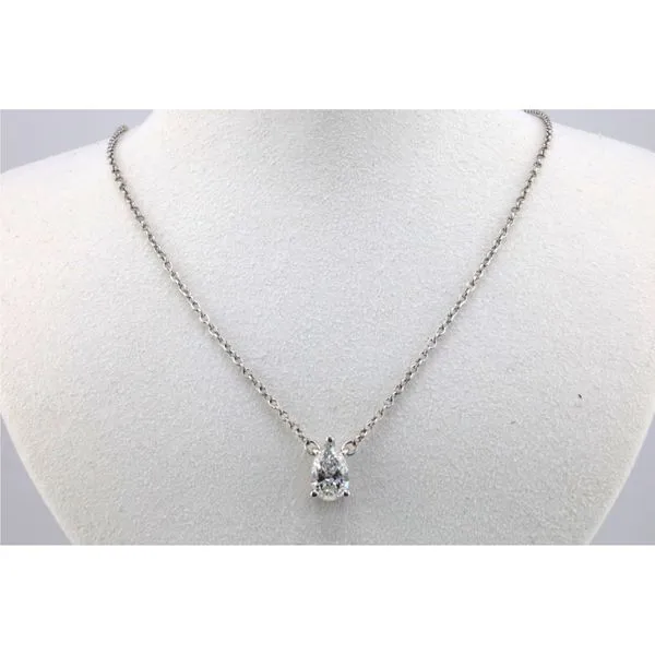 Lab-Grown Pear Diamond Necklace, 1CT TW in 14K White Gold Puckett's Fine Jewelry Benton, KY