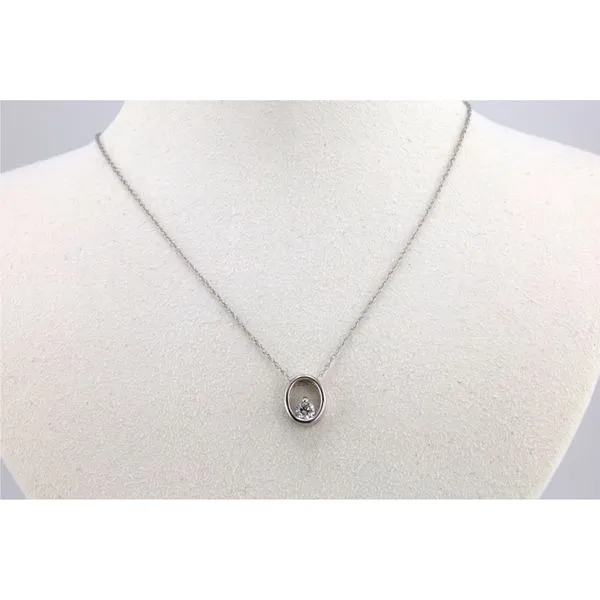 14K White Gold Oval Pendant with Prong-Set Round Diamond Puckett's Fine Jewelry Benton, KY