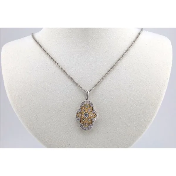 14K Yellow and White Gold Ladies Diamond Filigree Pendant, 0.33CT TW Puckett's Fine Jewelry Benton, KY