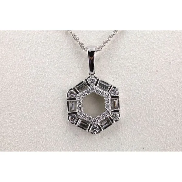 14K White Gold Baguette and Round Diamond Pendant, 0.64CT TW Image 2 Puckett's Fine Jewelry Benton, KY
