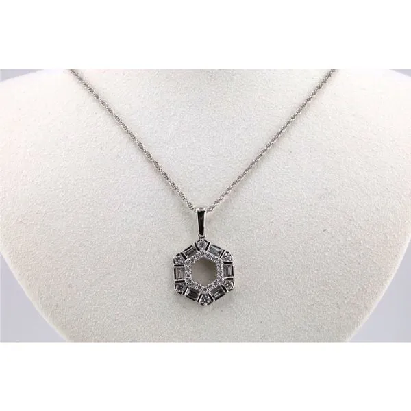 14K White Gold Baguette and Round Diamond Pendant, 0.64CT TW Puckett's Fine Jewelry Benton, KY