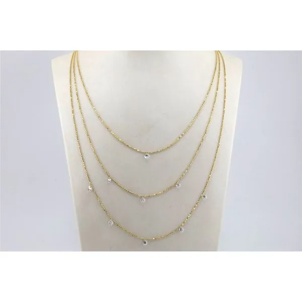 14K Yellow Gold Pierced Diamond Layered Triple Necklace | .95 CTW Puckett's Fine Jewelry Benton, KY