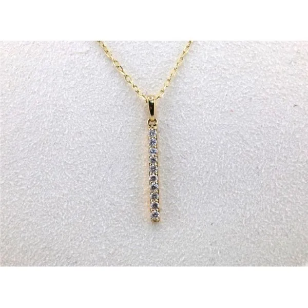 14K Yellow Gold Linear Diamond Pendant Image 2 Puckett's Fine Jewelry Benton, KY