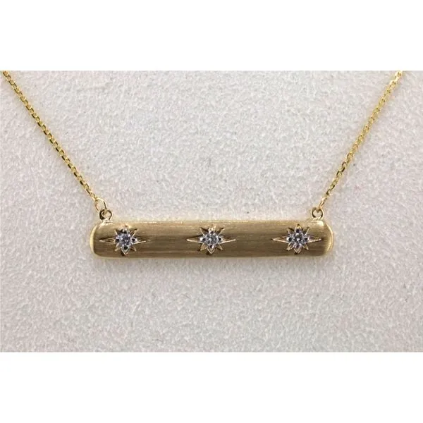 14K Yellow Gold 3 Diamond Bar Pendant | Bright Cuts, .05 CTW Image 2 Puckett's Fine Jewelry Benton, KY