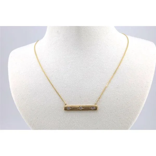 14K Yellow Gold 3 Diamond Bar Pendant | Bright Cuts, .05 CTW Puckett's Fine Jewelry Benton, KY