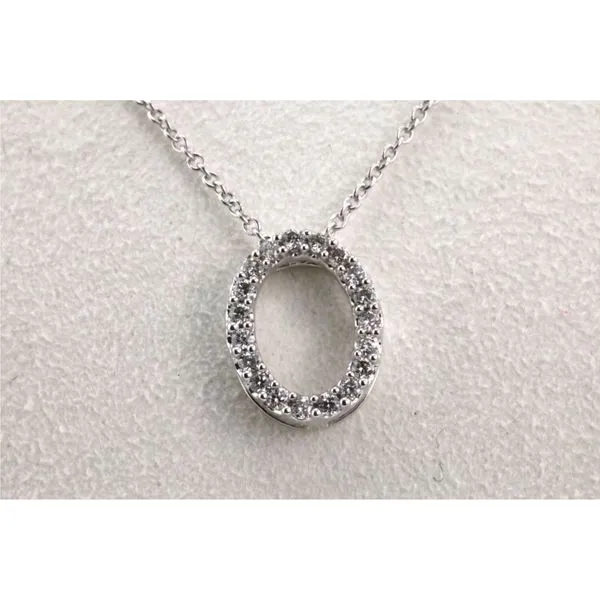 14K White Gold Oval-Shaped Diamond Pendant Image 2 Puckett's Fine Jewelry Benton, KY