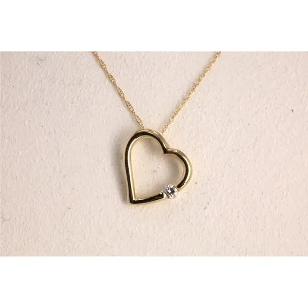 10K Yellow Gold Heart Pendant with Diamond on 18" Rope Chain Image 2 Puckett's Fine Jewelry Benton, KY