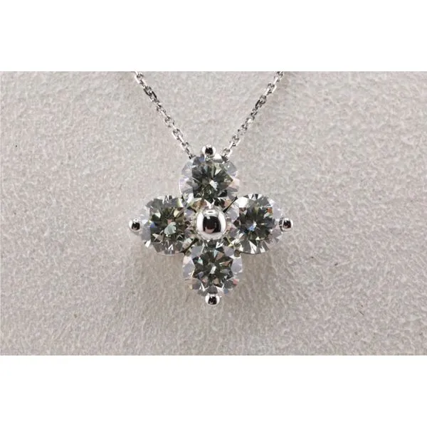 14K White Gold Lab-Grown Diamond Quatrefoil Pendant Image 2 Puckett's Fine Jewelry Benton, KY