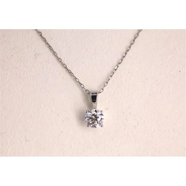 14K White Gold Lab Grown Diamond Solitaire Pendant – .60ctw on 18" Chain Image 2 Puckett's Fine Jewelry Benton, KY