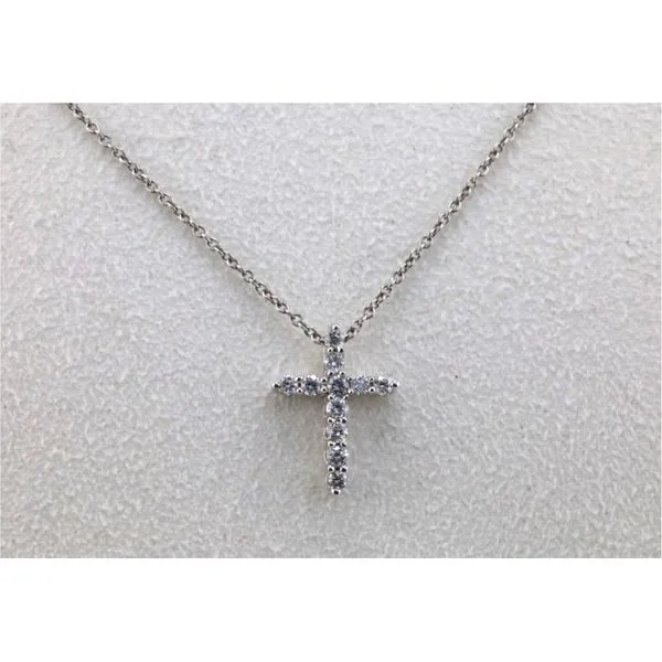 14K White Gold Diamond Cross Pendant Image 2 Puckett's Fine Jewelry Benton, KY