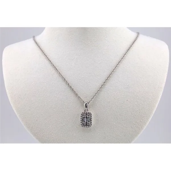 14K White Gold Baguette and Round Diamond Pendant Puckett's Fine Jewelry Benton, KY