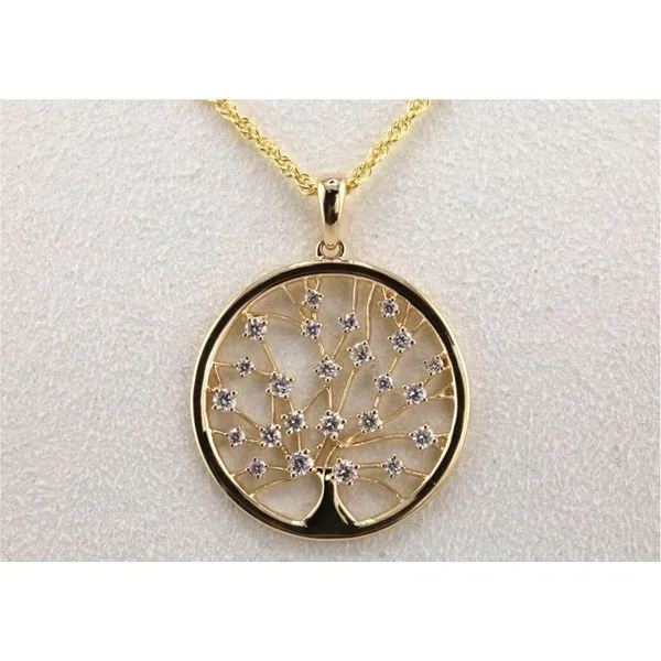 14K Yellow Gold Diamond Tree of Life Pendant, 0.32CT TW Image 2 Puckett's Fine Jewelry Benton, KY