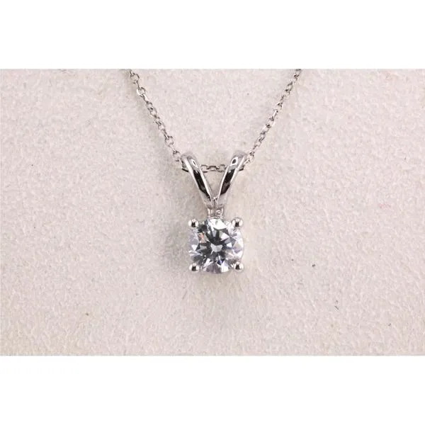 14K White Gold Round Lab Grown Diamond Solitaire Pendant, .50 CT Image 2 Puckett's Fine Jewelry Benton, KY