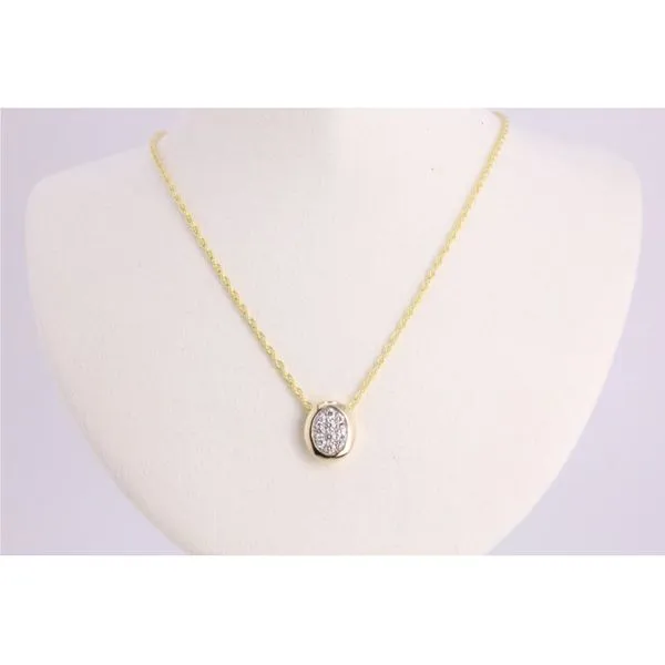14K Yellow Gold Diamond Cluster Necklace in Oval Frame Puckett's Fine Jewelry Benton, KY