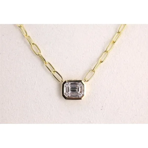 14K Yellow Gold Baguette Illusion Diamond Necklace Image 2 Puckett's Fine Jewelry Benton, KY