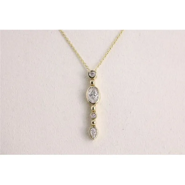 14K Yellow Gold Diamond Drop Pendant with Bezel-Set Diamonds Image 2 Puckett's Fine Jewelry Benton, KY