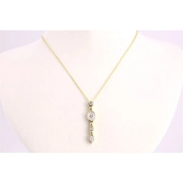 14K Yellow Gold Diamond Drop Pendant with Bezel-Set Diamonds Puckett's Fine Jewelry Benton, KY