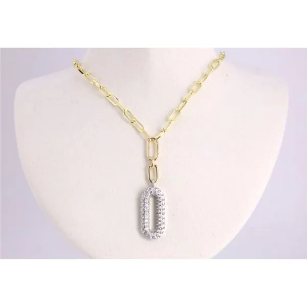 14K Yellow & White Gold Diamond Paperclip Pendant on Paperclip Chain Puckett's Fine Jewelry Benton, KY