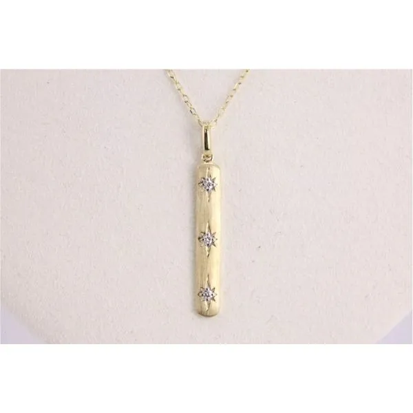14K Yellow Gold Brushed Diamond Bar Pendant Image 2 Puckett's Fine Jewelry Benton, KY