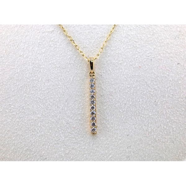 14K Yellow Gold Linear Diamond Pendant Image 2 Puckett's Fine Jewelry Benton, KY