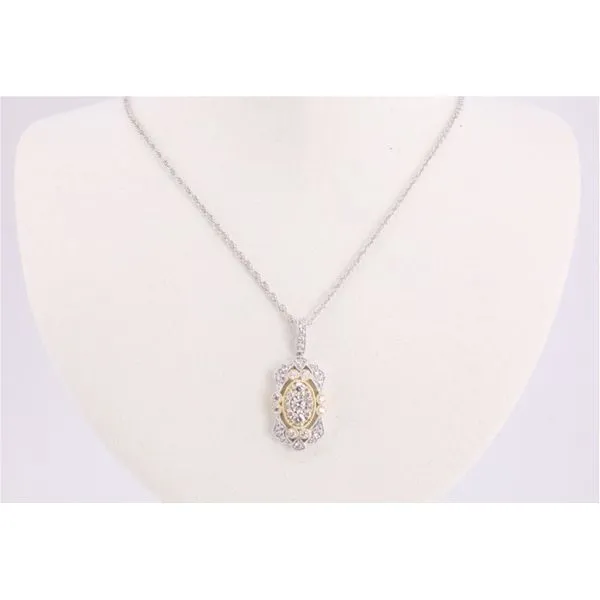 14K White & Yellow Gold Vintage-Style Diamond Pendant Puckett's Fine Jewelry Benton, KY