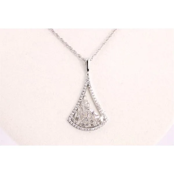 14K White Gold Fan-Shaped Diamond Pendant Image 2 Puckett's Fine Jewelry Benton, KY