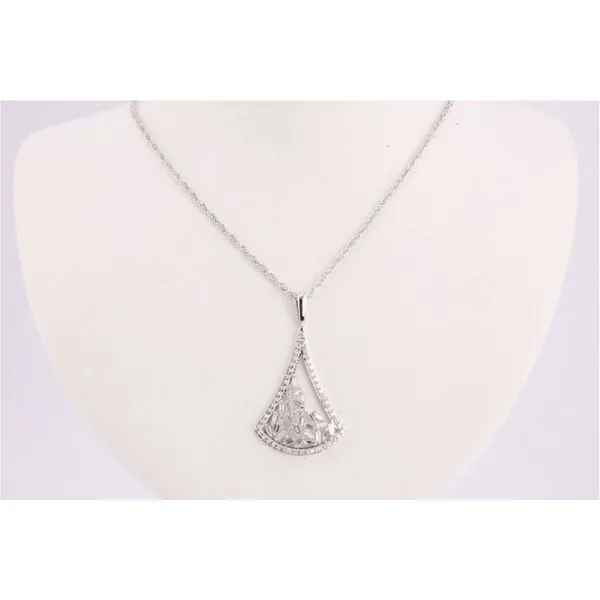 14K White Gold Fan-Shaped Diamond Pendant Puckett's Fine Jewelry Benton, KY