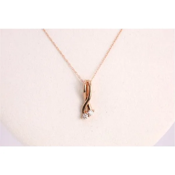 10K Rose Gold Two-Diamond Twist Pendant Image 2 Puckett's Fine Jewelry Benton, KY