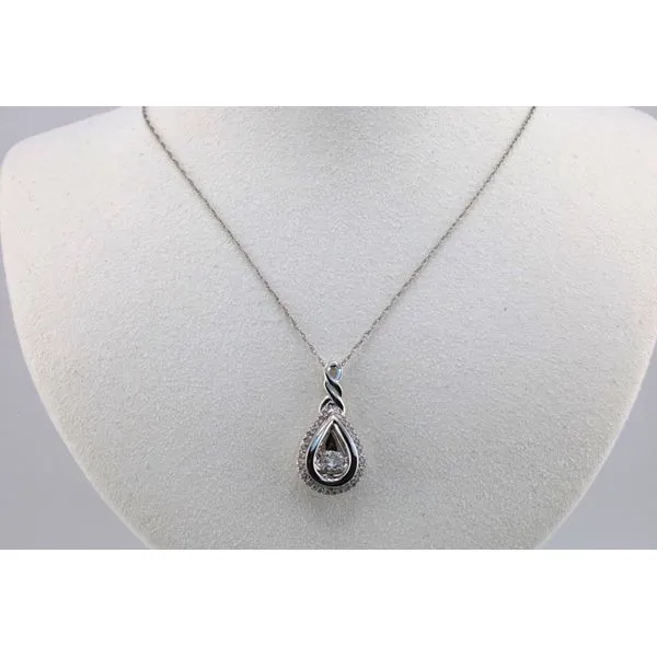 10K White Gold Dancing Diamond Teardrop Pendant Necklace Puckett's Fine Jewelry Benton, KY