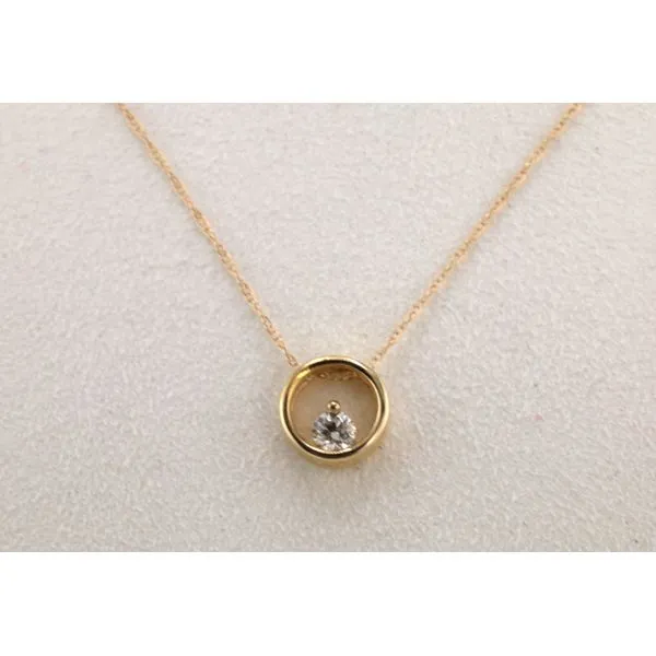 14K Yellow Gold Round Open Pendant with Solitaire Diamond Image 2 Puckett's Fine Jewelry Benton, KY