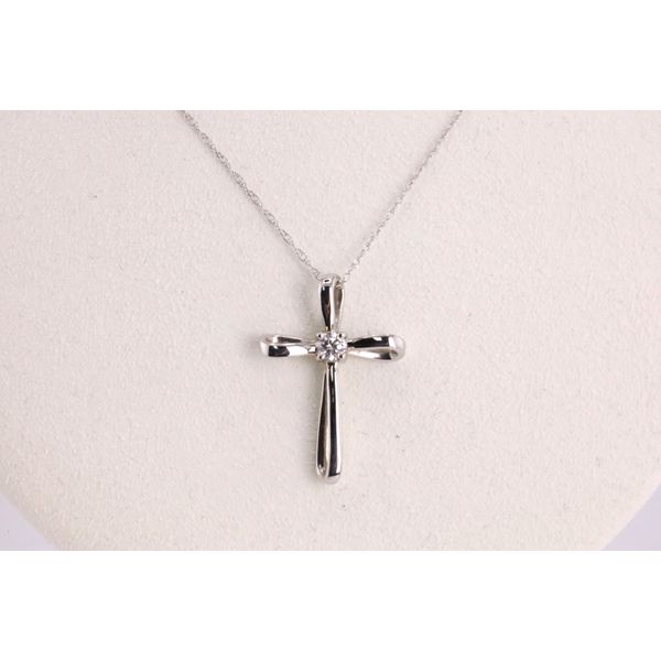 10K White Gold Diamond Twist Cross Pendant Image 2 Puckett's Fine Jewelry Benton, KY