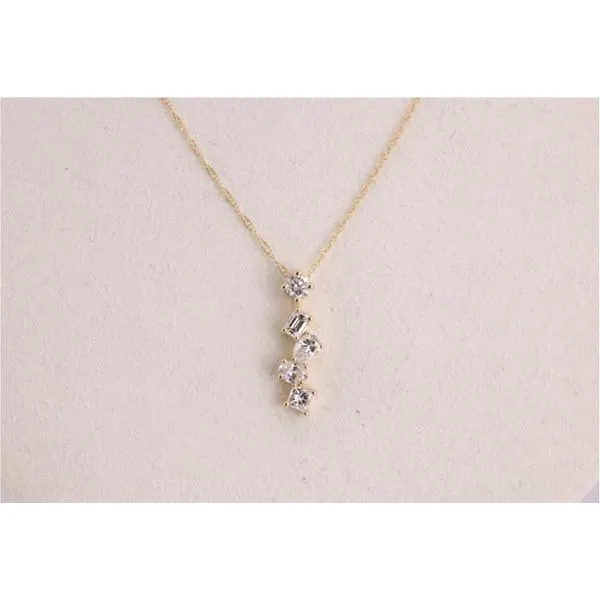 14K Yellow Gold Scattered Diamond Drop Pendant Image 2 Puckett's Fine Jewelry Benton, KY