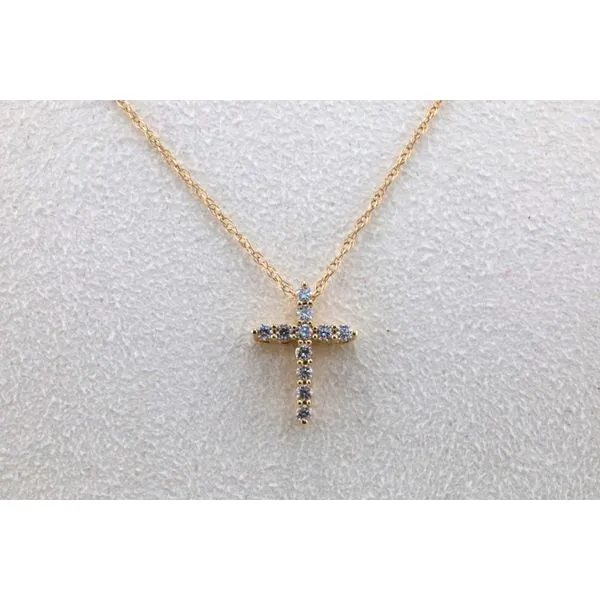 14K Yellow Gold Diamond Cross Pendant with 11 Round Natural Diamonds Image 2 Puckett's Fine Jewelry Benton, KY