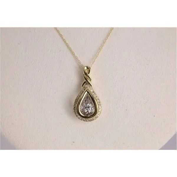 10K Yellow Gold Dancing Diamond Teardrop Pendant Image 2 Puckett's Fine Jewelry Benton, KY